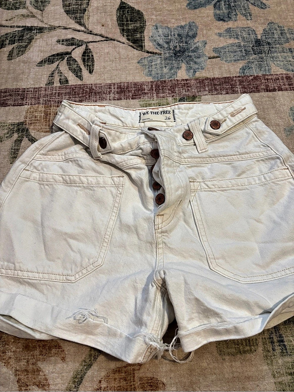 Free People Jean Shorts in White